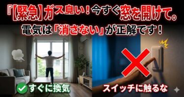 【緊急】ガス臭い！今すぐ窓を開けて。電気は「消さない」が正解