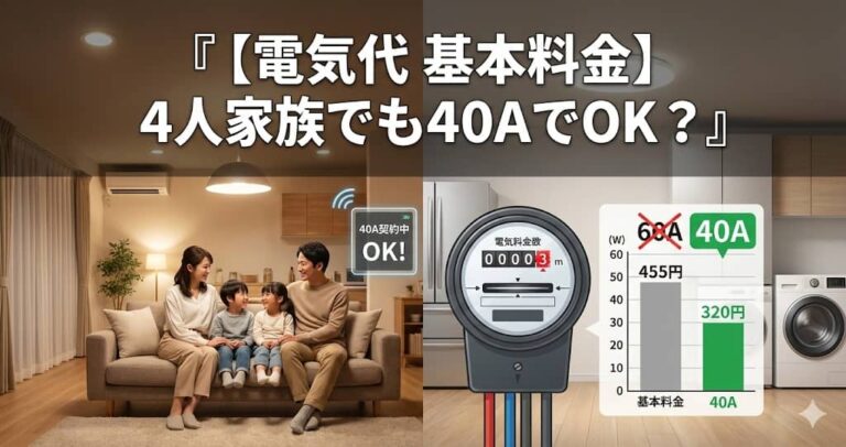 【電気代 基本料金】4人家族でも40AでOK？