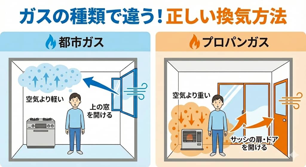 ガスの種類別・正しい換気方法