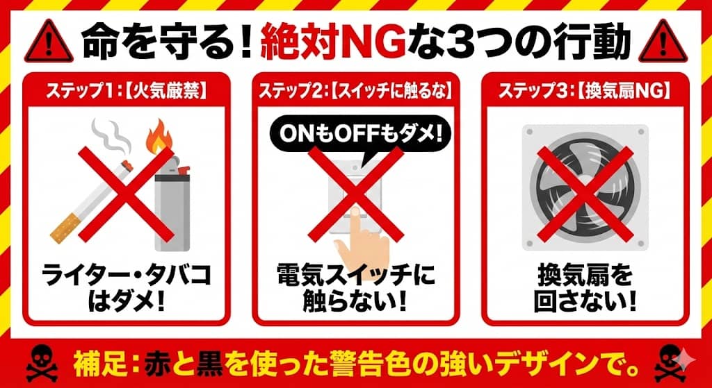 ガス漏れ時の3大NG行動