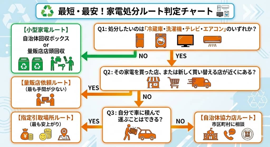 家電処分ルート判定フローチャート
